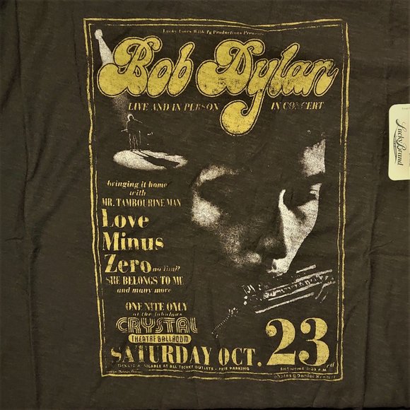 Lucky Brand Bob Dylan Love Minus Zero rock Official T-Shirt L NWT - Picture 2 of 5